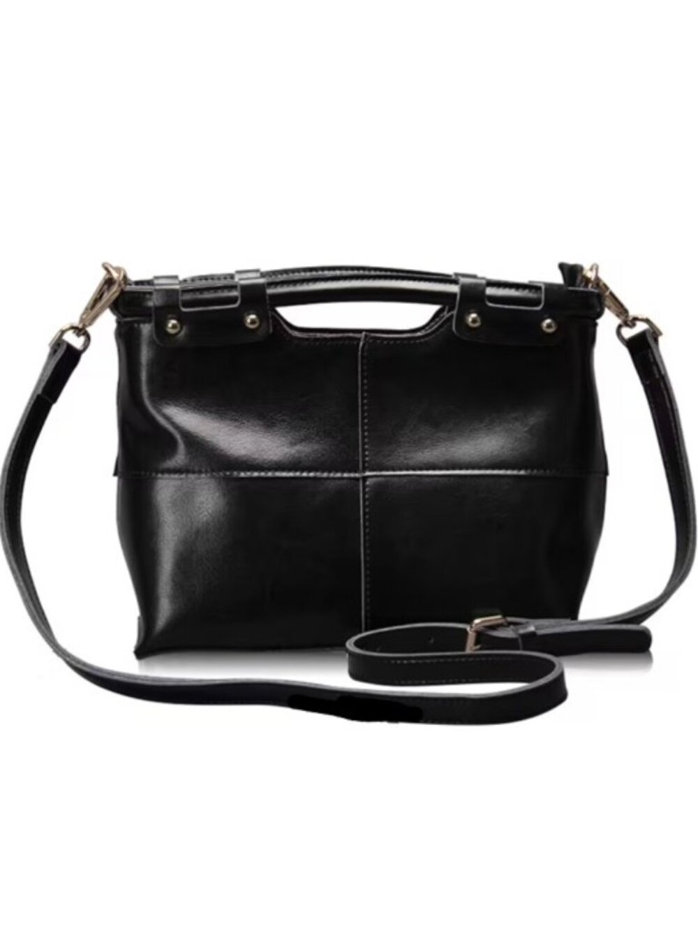 Lovely Black Genuine Top-Grain Vintage Tote Bag Suitable for Women - Large